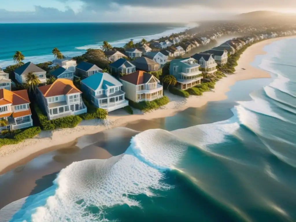 Contraste impactante: propiedades de lujo vs Impacto del cambio climático en propiedades costeras: contraste entre lujosas casas de playa y costas erosionadas