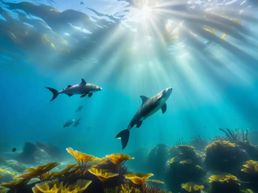 Esplendor submarino: bosque de kelp vibrante y biodiverso Explora la importancia ecológica de los bosques de kelp en esta vibrante escena submarina llena de vida y color