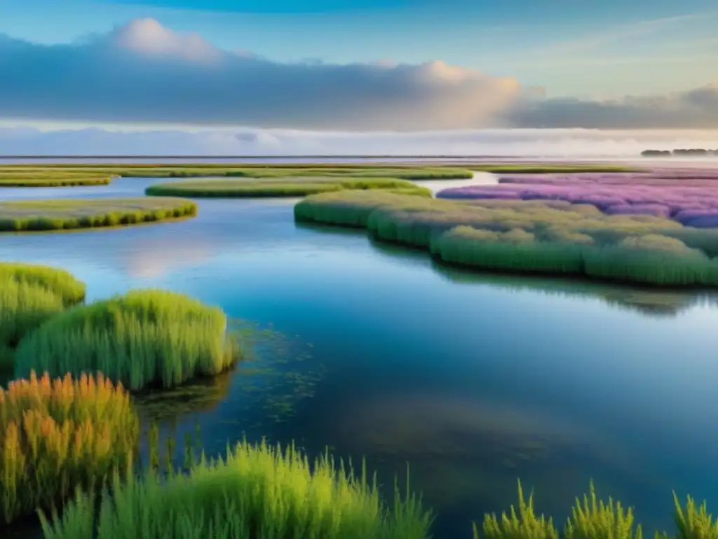 Marisma salina: biodiversidad en acción Importancia de la biodiversidad en las marismas salinas: ecosistema sereno con variada flora y fauna, vital para el medio ambiente