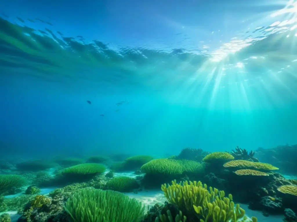 Maravillosa pradera submarina: vida marina en su esplendor La importancia de conservar praderas marinas: un ecosistema submarino vibrante con vida marina colorida y delicada