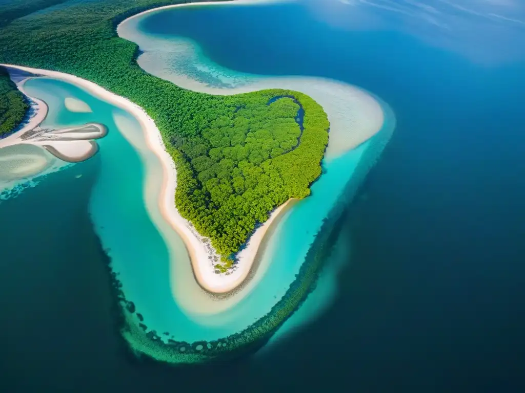 Maravilloso ecosistema costero: manglares, playas y agua cristalina La importancia de las zonas de amortiguamiento costero: un ecosistema vibrante de manglares, playas de arena y aguas azules en armonía