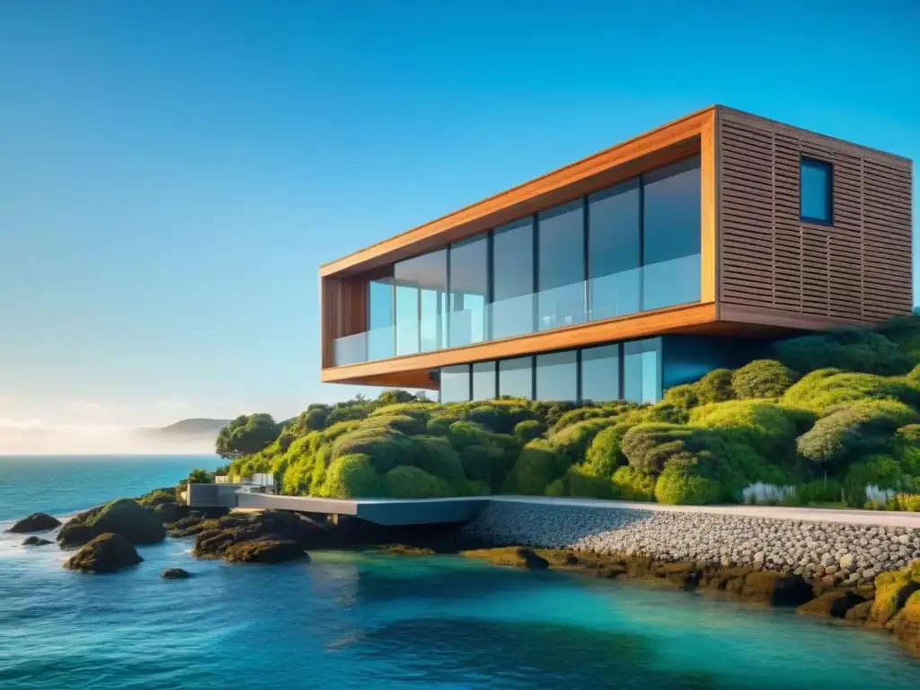 Edificio costero ecofriendly: armonía natural y diseño sostenible Impresionante construcción costera eco amigable integrada con la naturaleza y el mar