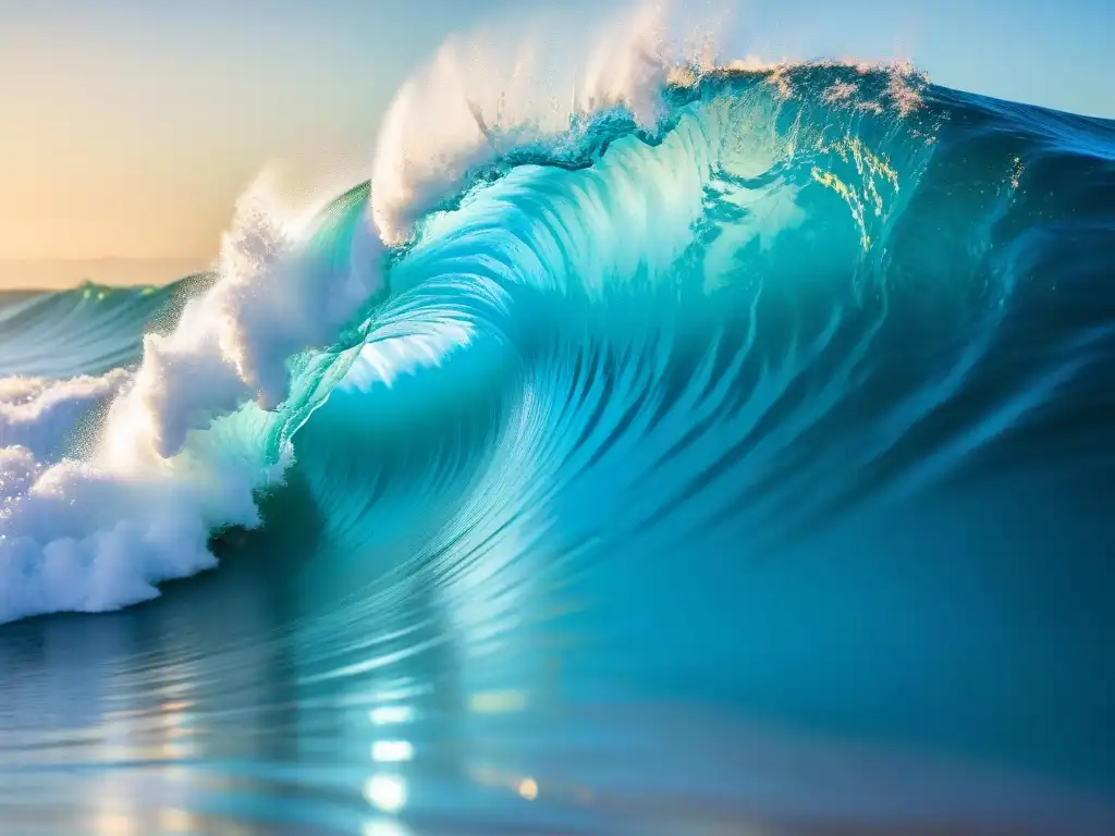 Ola azul resplandeciente: detalle único del poderoso mar Impresionante ola azul chocando en el mar, capturando la belleza y fuerza del océano