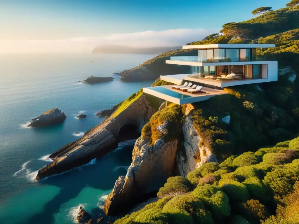 Residencia costera moderna: diseño innovador con vistas al mar Impresionante residencia costera con diseño innovador y vistas panorámicas al mar