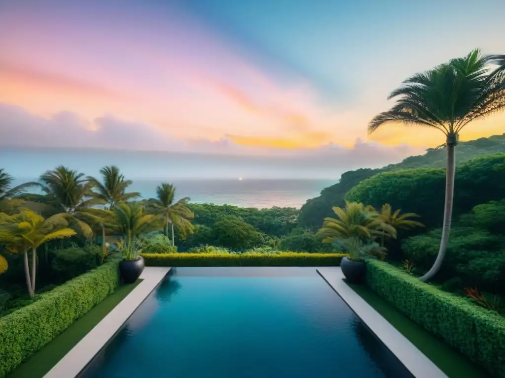 Residencia costera de lujo con piscina infinita y vistas al mar Una impresionante vista aérea de una propiedad costera de lujo con una decoración de exteriores propiedades costeras