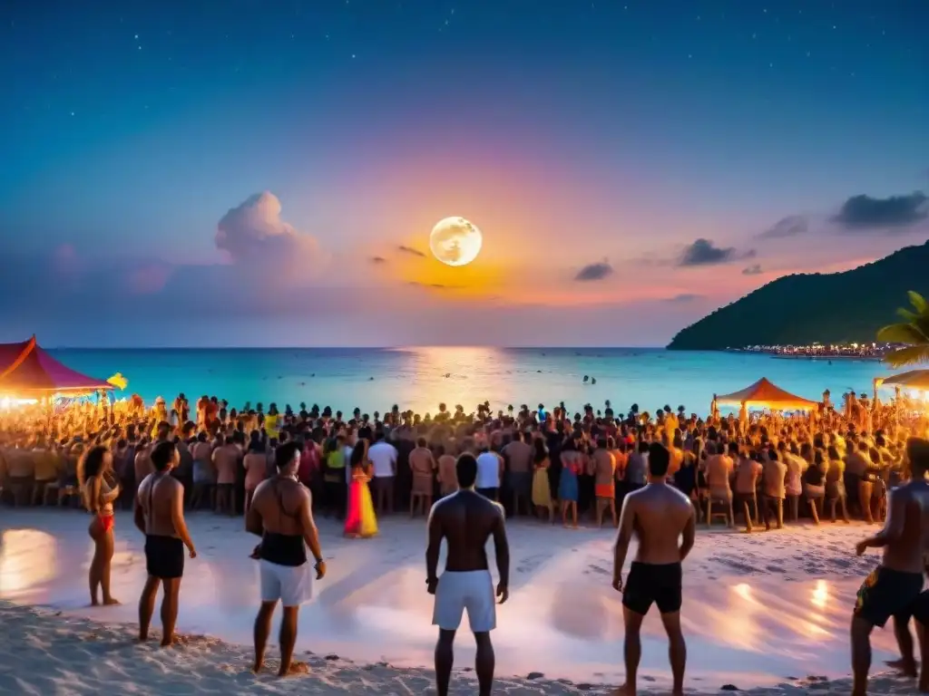 Fiesta de Luna Llena en Koh Phangan: Baile bajo las estrellas Una increíble fiesta de luna llena en la playa de Haad Rin en Koh Phangan, Tailandia, una de las mejores playas para fiestas de luna llena