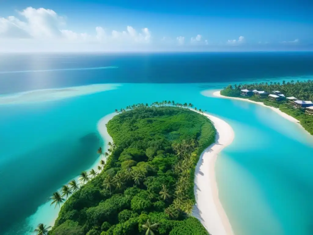 Propiedad costera de ensueño: inversión en paraíso turquesa Inspiradora vista aérea de propiedad costera con aguas turquesas, playas blancas y palmeras