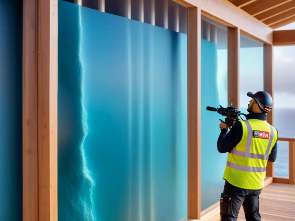 Innovadora instalación de aislamiento térmico en casa de playa moderna Instalación de aislamiento térmico de vanguardia en casa playera, con vista al mar