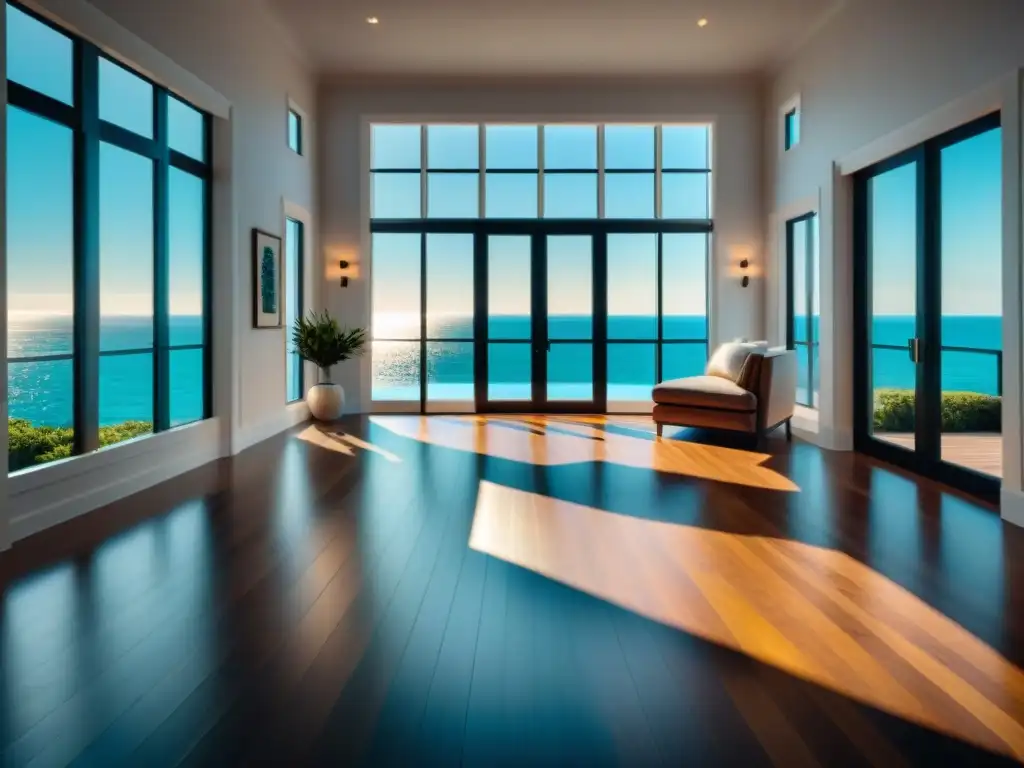 Residencia costera de lujo: suelos de madera y ambiente marino Interiores lujosos costeros con suelos impresionantes alta gama costera