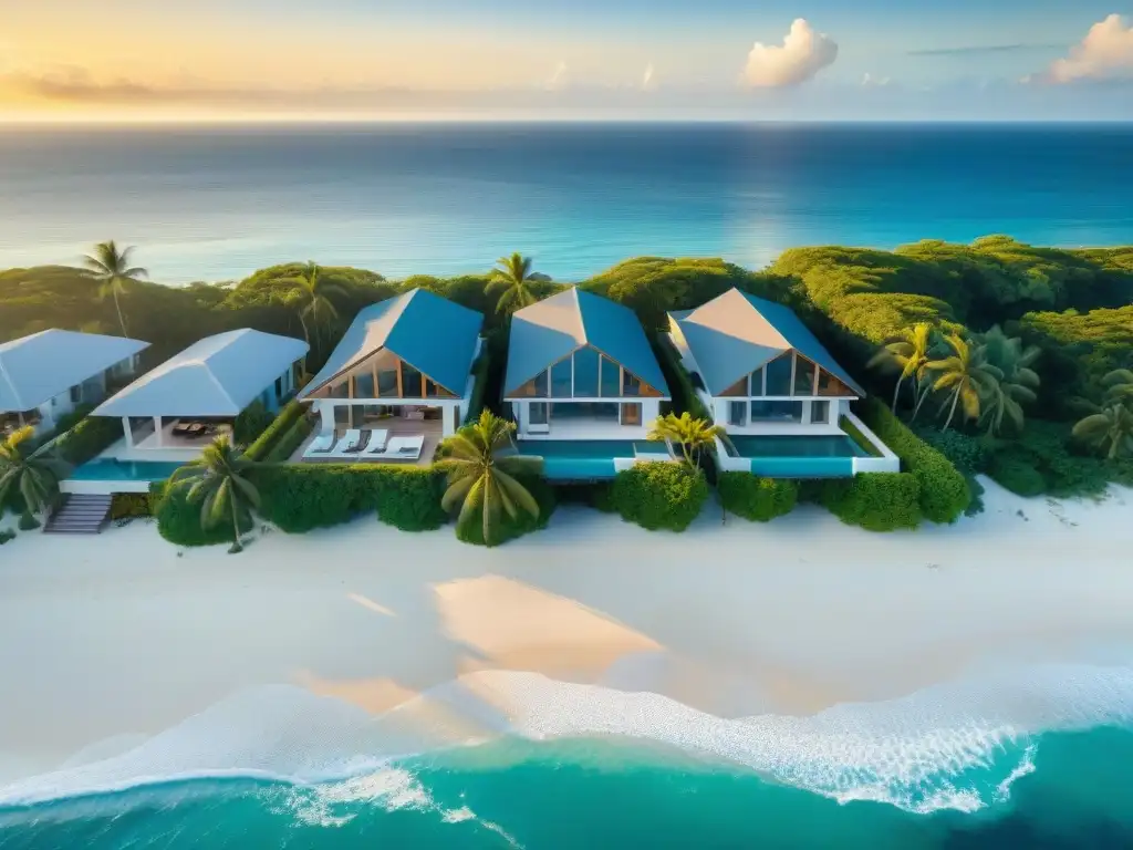 Propiedades de lujo frente al mar: modernidad y exclusividad en el paraíso Inversión inteligente en propiedades costeras: lujosas casas frente al mar con diseño moderno y vistas espectaculares al océano al atardecer