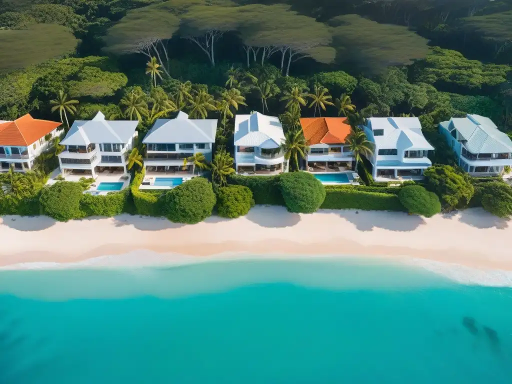 Mansiones de lujo frente al mar en playas paradisíacas Inversión inteligente en propiedades costeras: lujosas casas frente al mar con aguas turquesas y playas de arena blanca