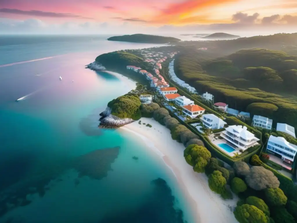 Inversión costera: lujo y rentabilidad en propiedades de playa Inversión inteligente propiedades costeras: lujosas casas frente al mar, playas prístinas y atardecer vibrante