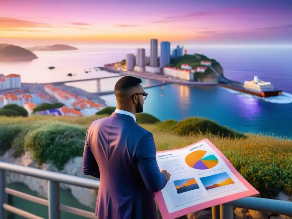 Colaboración estratégica al atardecer: inversión costera Inversiones costeras beneficios fiscales: Profesionales colaborando al atardecer en el desarrollo costero