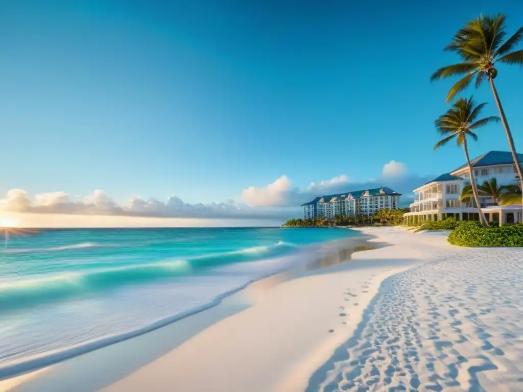 Resort de lujo en costa exclusiva: inversión inmobiliaria en REITs Inversiones REITs costeros de lujo: Una vista detallada de un exclusivo resort costero con condominios de lujo, aguas turquesas y palmeras