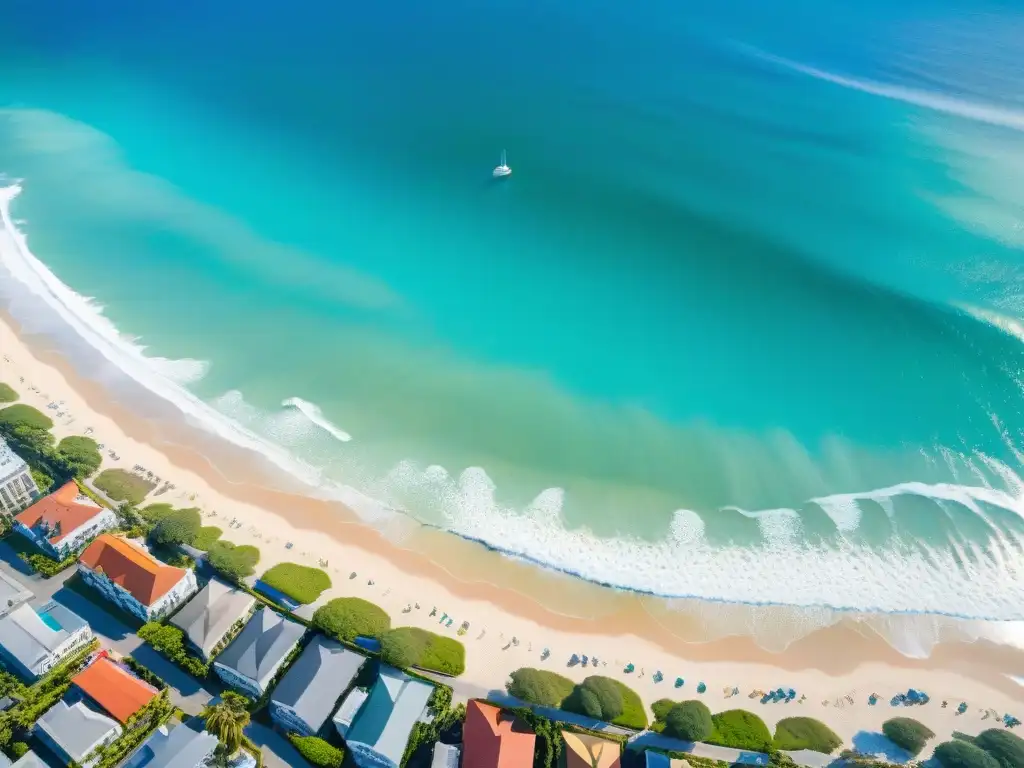 Inversiones inmobiliarias costeras estratégicas: Vista aérea de mercado inmobiliario en la costa con lujo y naturaleza