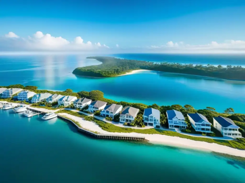 Propiedades de lujo en la costa: inversión exclusiva y sofisticada Inversiones internacionales en mercado inmobiliario costero: Desarrollo costero lujoso con propiedades modernas y muelles privados