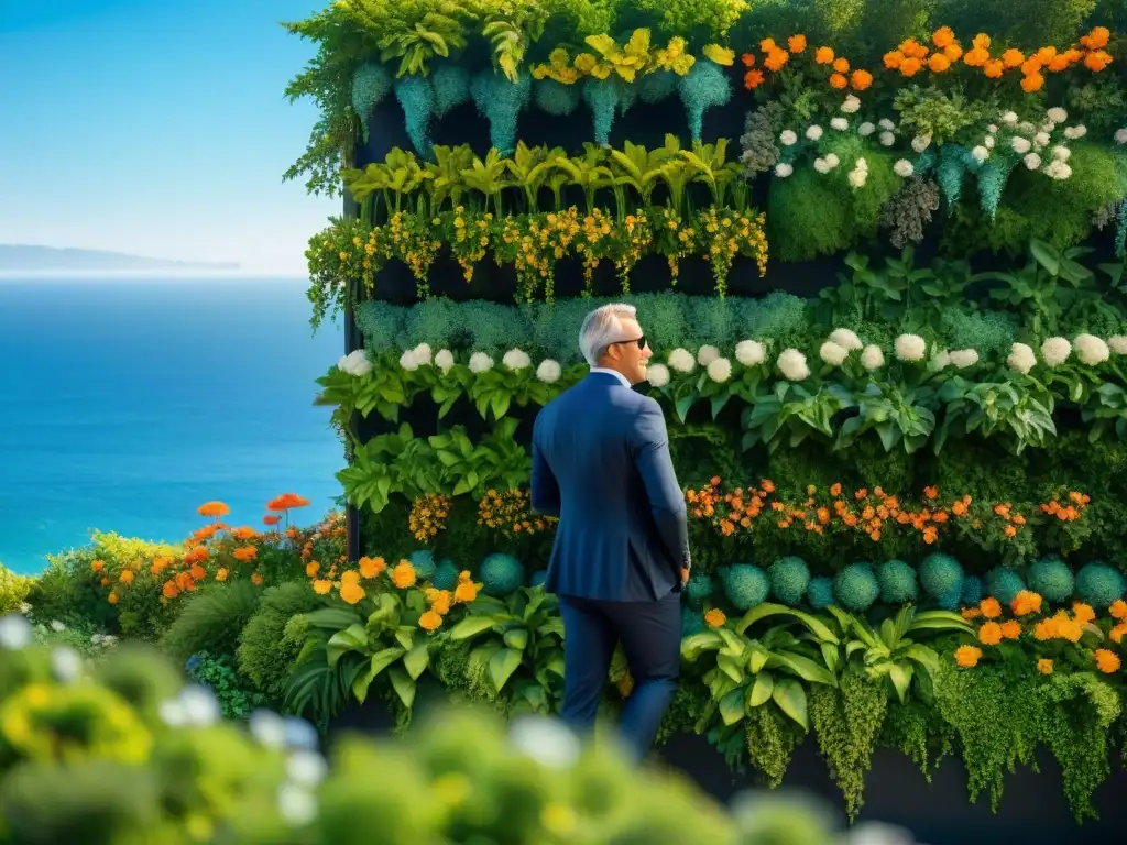 Jardín vertical exuberante en propiedad costera Jardines verticales en casas: Espectacular jardín vertical en armonía con la costa, exuberante y colorido