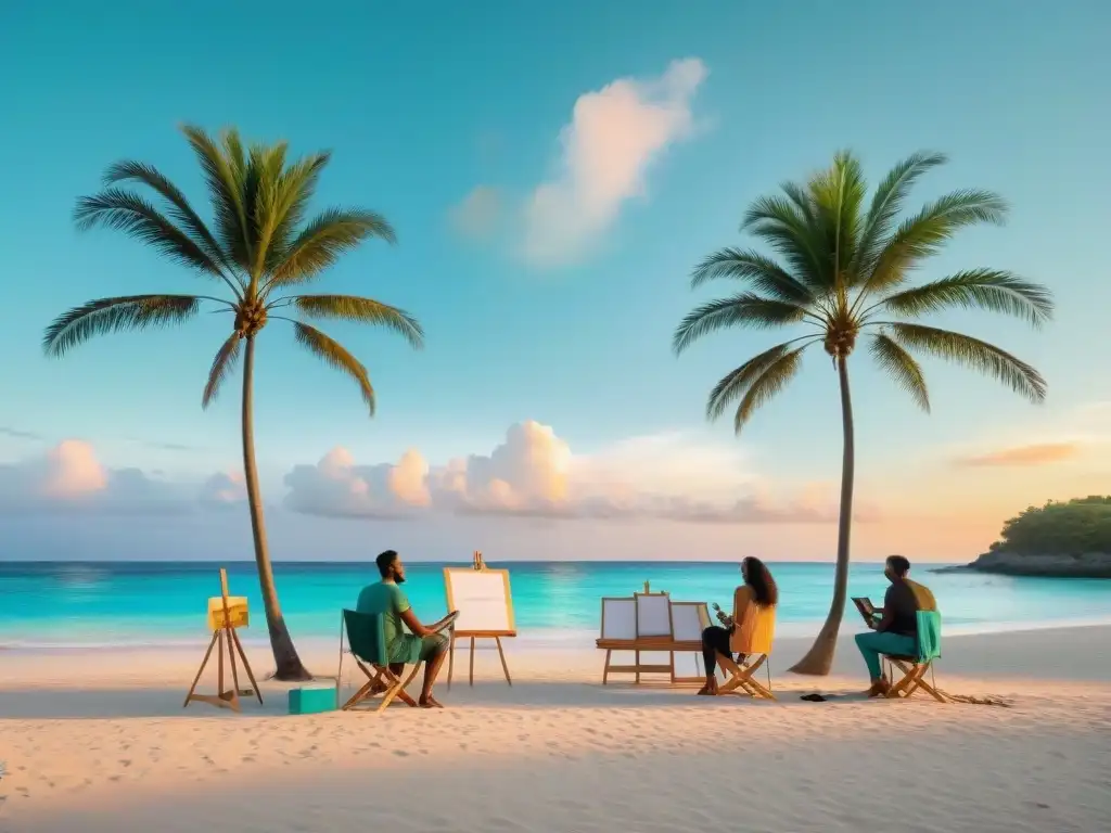 Arte al amanecer: talentos emergentes en paraíso tropical Jóvenes artistas crean en una isla paradisíaca al amanecer, capturando oportunidades mercado global islas costeras