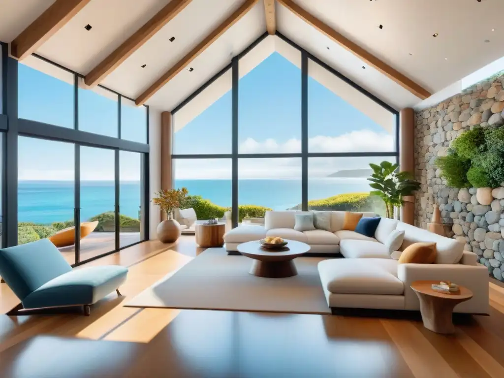 Loft costero moderno: fusión innovadora entre arquitectura y naturaleza Un loft costero moderno con diseño innovador, elementos naturales y arte inspirado en el mar, en armonía con la naturaleza