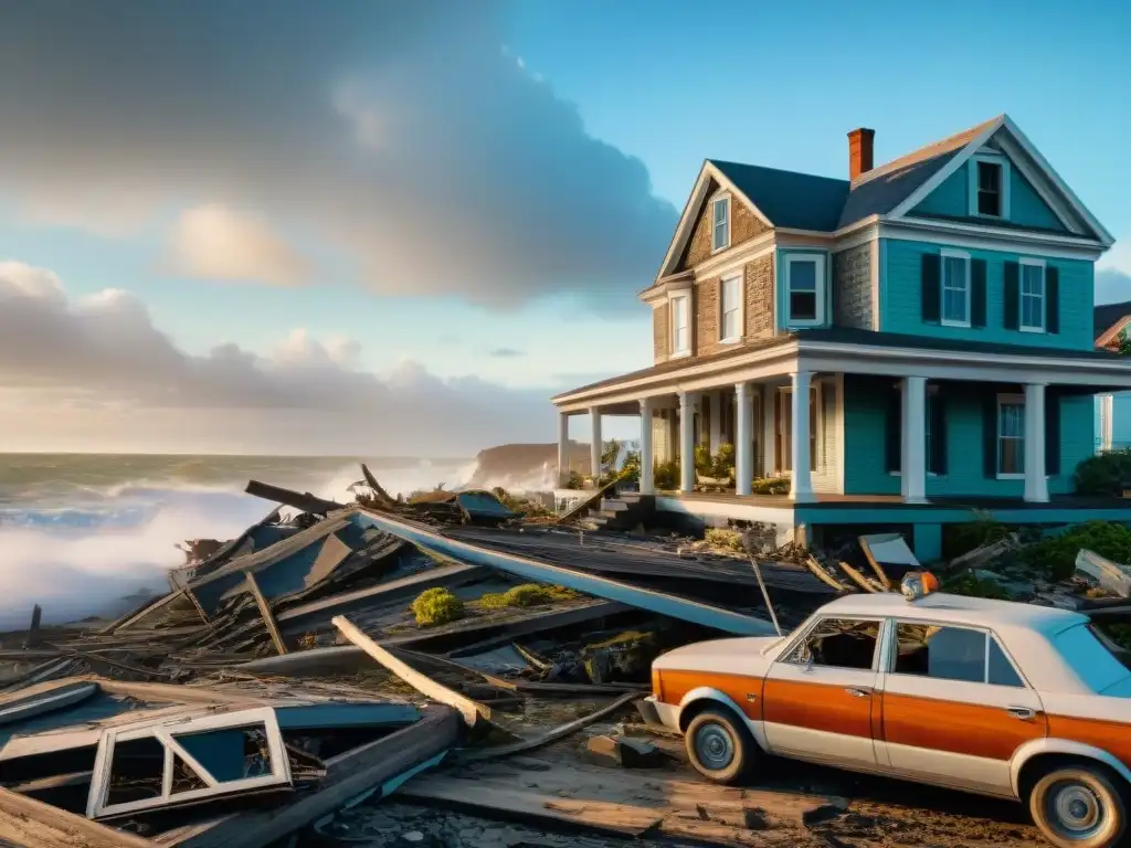 Resiliencia costera: devastación y esperanza tras desastre natural La lucha por reconstruir tras un desastre natural costero, reflejando la realidad de vivir junto al mar