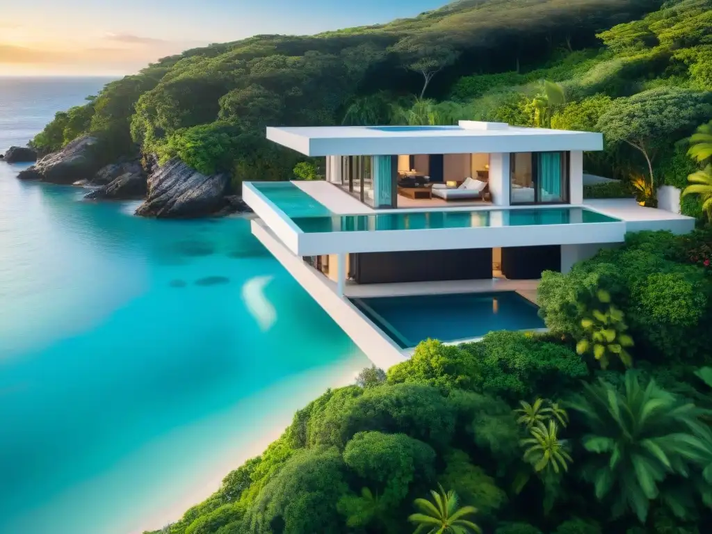 Residencia costera de lujo con diseño innovador y vistas impresionantes Innovación y lujo en propiedades costeras con diseño vanguardista y vistas al mar