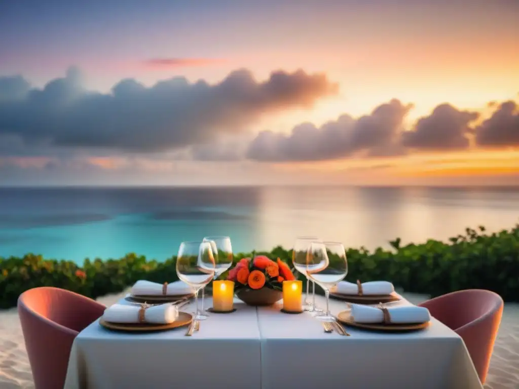 Experiencia gastronómica de lujo en villa playera al atardecer Una lujosa cena en una villa junto al mar al atardecer con servicios de concierge para propiedades costeras