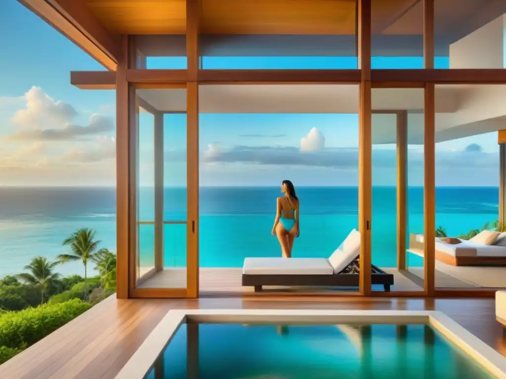 Residencia de lujo frente al mar: arquitectura moderna y vistas panorámicas Una lujosa propiedad costera con vistas panorámicas al océano turquesa