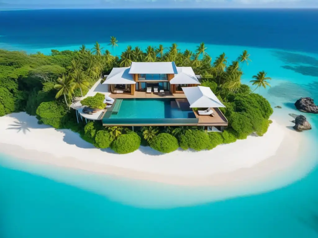 Exclusiva villa de lujo en playa paradisíaca Una lujosa villa costera en isla remota: moderna arquitectura y elementos tropicales, vistas panorámicas al océano y piscina infinita privada