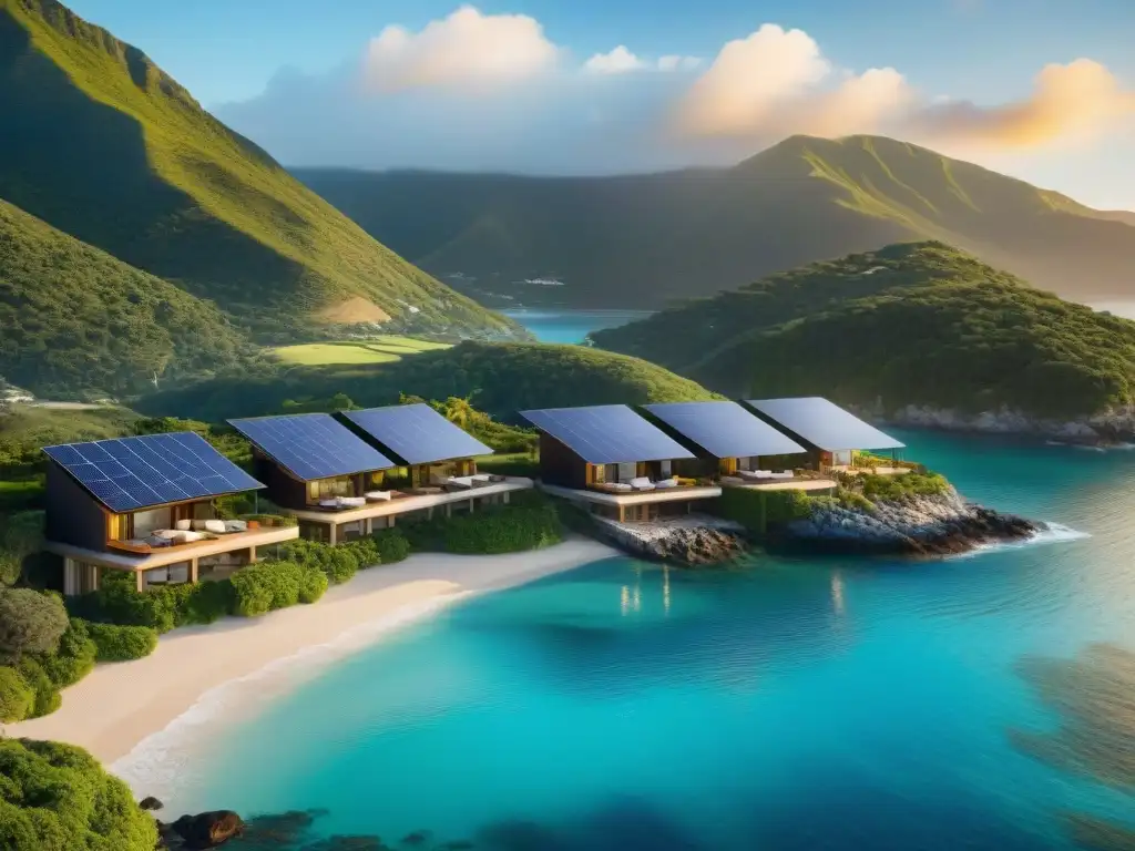 Resort ecológico de lujo en costa paradisíaca Un lujoso resort costero sostenible en armonía con la naturaleza