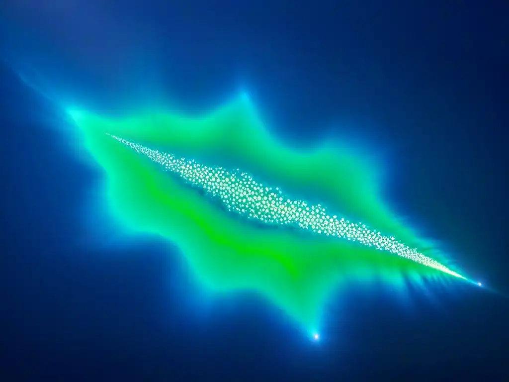 Esplendor de fitoplancton bioluminiscente bajo la luna Un mágico festival de luces bioluminiscentes en el mar, con organismos marinos brillantes en la noche bajo la luna