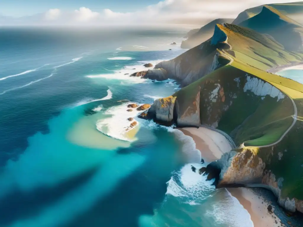 Costa salvaje: Naturaleza en armonía mar y acantilados Majestuosa costa con barreras naturales resaltando la seguridad en propiedades costeras