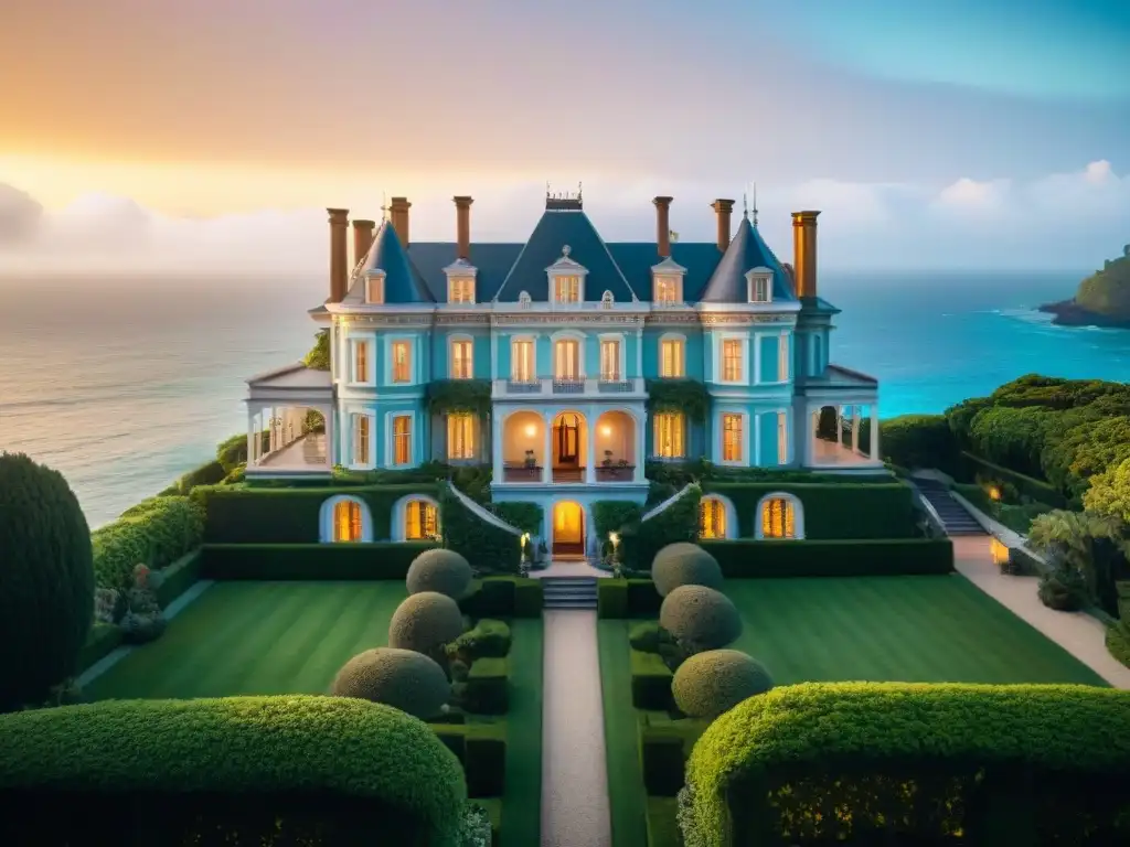 Mansión histórica frente al mar: lujo y serenidad en cada detalle Una majestuosa mansión histórica frente al mar con detalles arquitectónicos intrincados