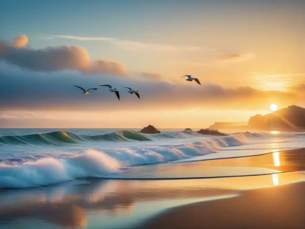Espléndido amanecer en la costa: serenidad oceánica Mañana tranquila en la costa: beneficios de la calma en la vida junto al mar