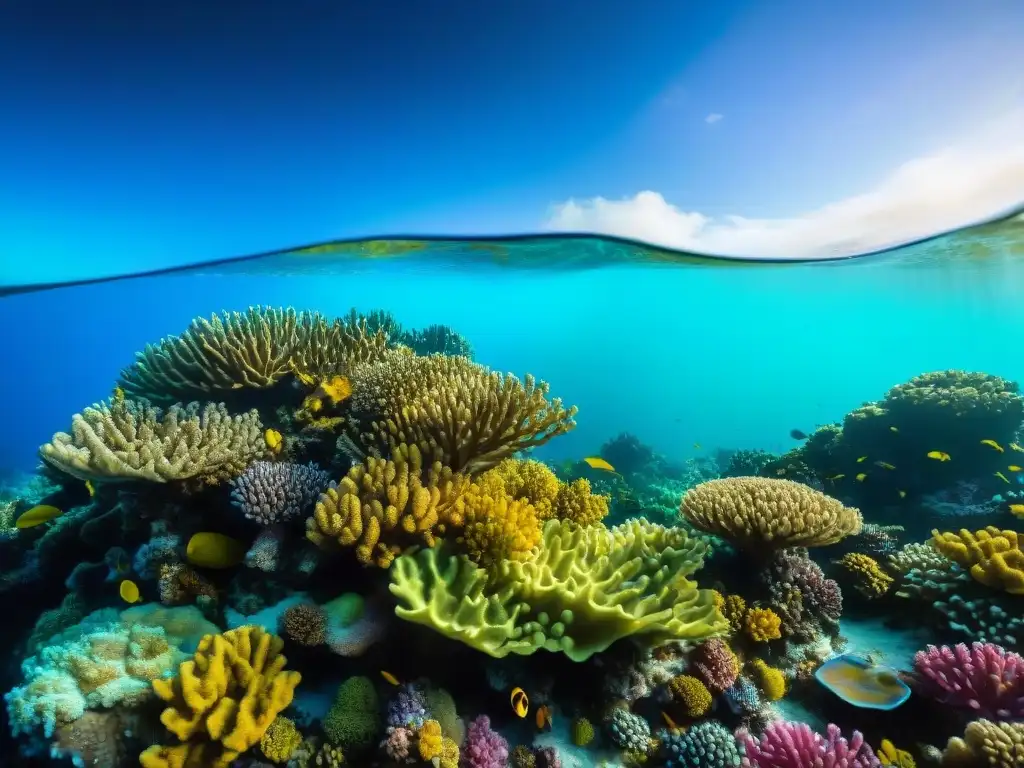 Belleza y fragilidad: arrecife de coral con especies endémicas en peligro Una maravillosa imagen de un vibrante arrecife de coral en un ecosistema costero, destacando especies endémicas en estos entornos
