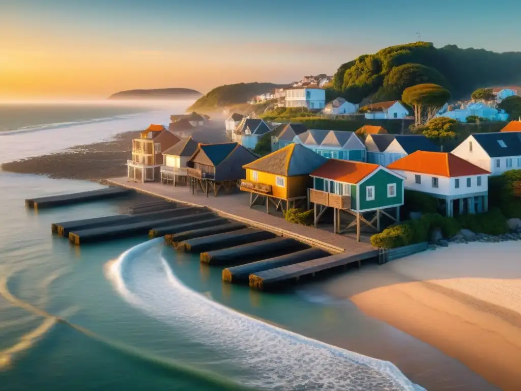 Maravillosa vista aérea de un pueblo costero con propiedades tradicionales y modernas adaptadas a normativas construcción propiedades costeras