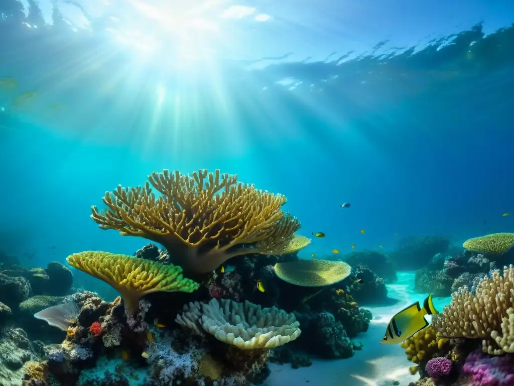 Arrecife de coral vibrante: biodiversidad marina en aguas turquesas Maravilloso arrecife de coral con peces coloridos y vida marina en aguas turquesas