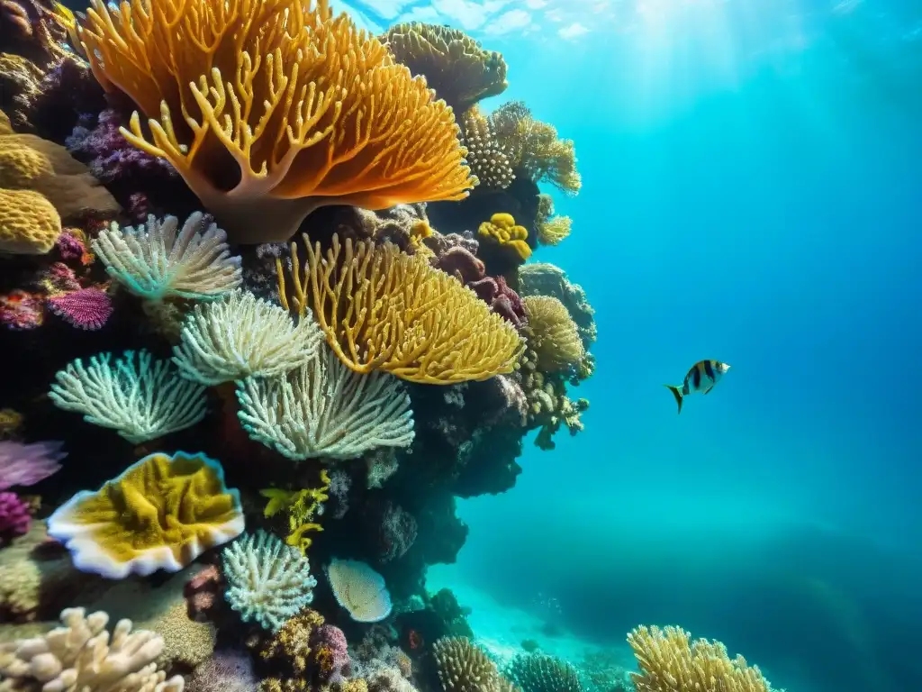 Arrecife de coral vibrante: biodiversidad marina en turismo Maravilloso arrecife de coral en zonas turísticas biodiversidad, sin contaminación acuática