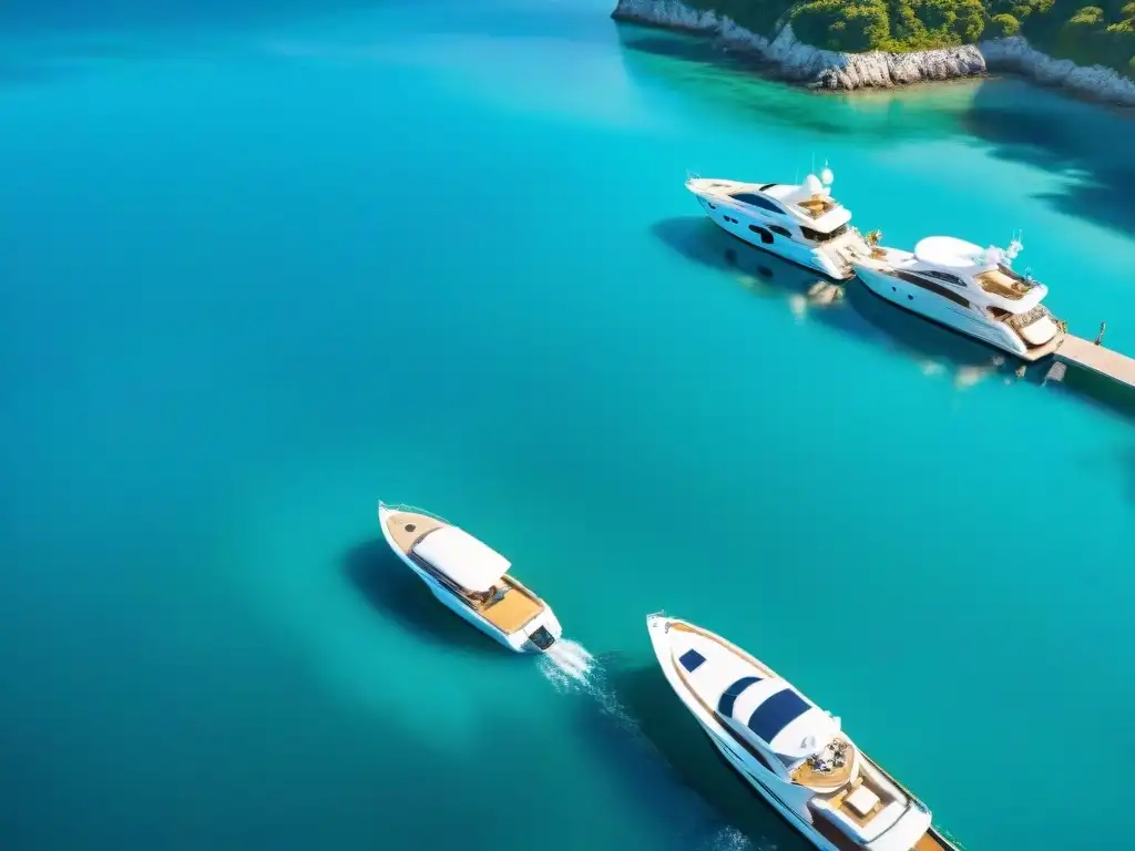 Marina de lujo: lujo y elegancia en aguas turquesas Inversión en marinas privadas rentable: Marina exclusiva con lujosos yates, aguas turquesas y ambiente sofisticado