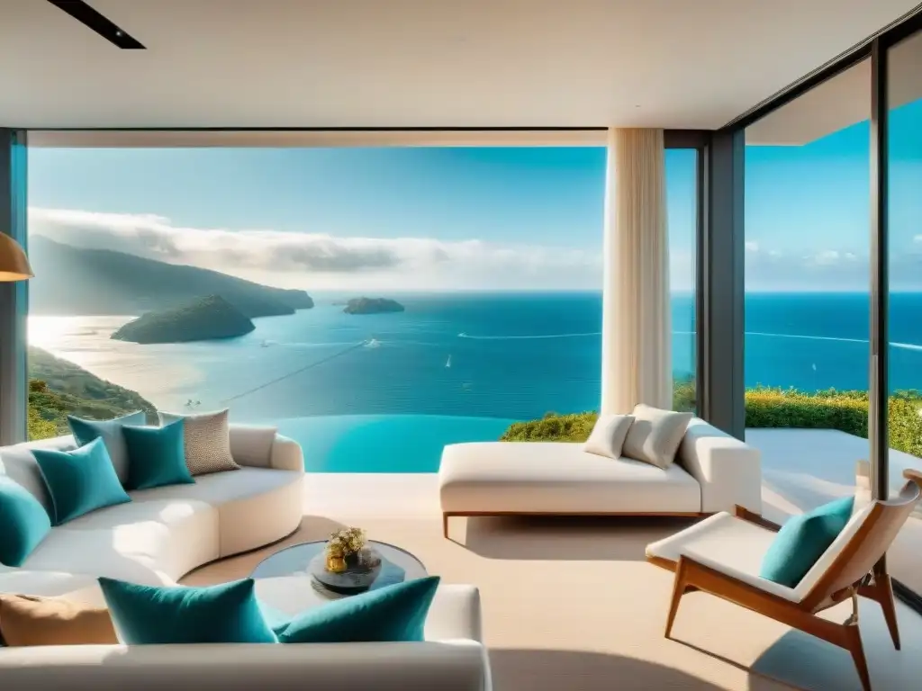 Penthouse de lujo con vistas al mar turquesa Mejores apartamentos penthouse frente mar: lujo y modernidad en un oasis costero bañado por la luz dorada