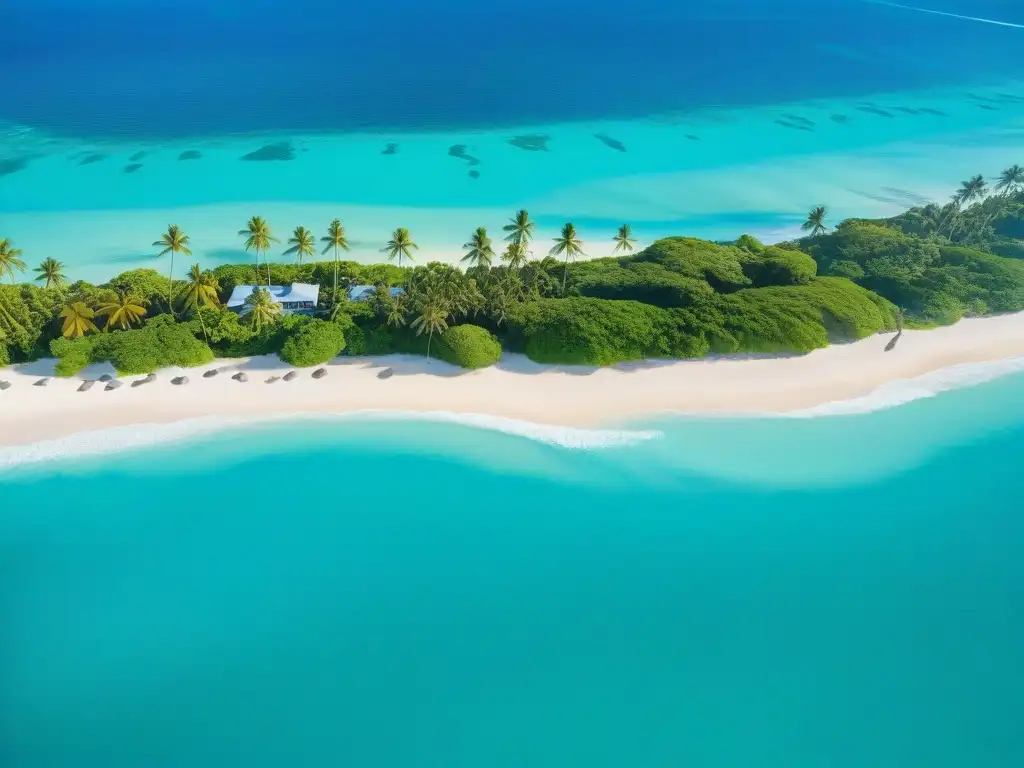 Costa paradisíaca: aguas turquesas y playas doradas Las mejores pólizas de seguro costero: Vista aérea de una costa prístina con aguas turquesas, playas doradas y villas frente al mar