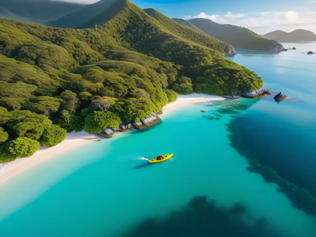 Paraíso turquesa: kayaks en bahía cristalina Explora las mejores propiedades costeras para deportes en esta bahía turquesa con kayaks coloridos y paisajes exuberantes