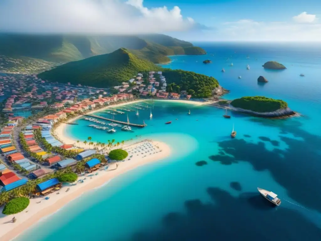 Un mercado costero emergente propiedades: vibrante pueblo con puerto, playa y plaza bulliciosa