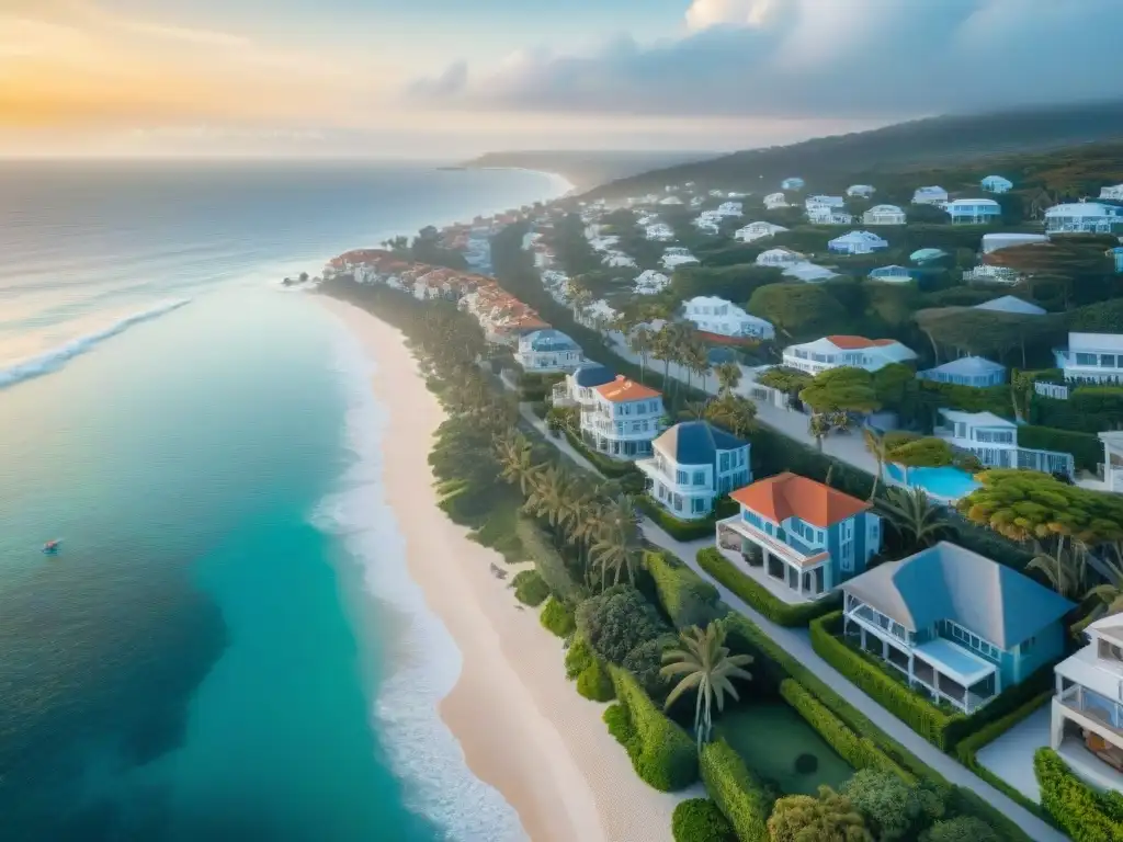 Mercado inmobiliario costero: propiedades exclusivas frente al mar Un mercado inmobiliario costero vibrante con propiedades lujosas y modernas que reflejan las tendencias del mercado de compra de propiedades costeras
