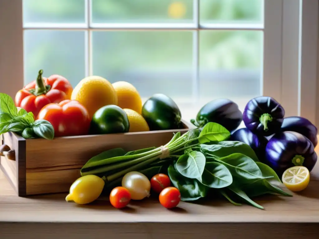 Del mar a la mesa: ingredientes costeros frescos y coloridos Una mesa rústica repleta de ingredientes costeros frescos y coloridos