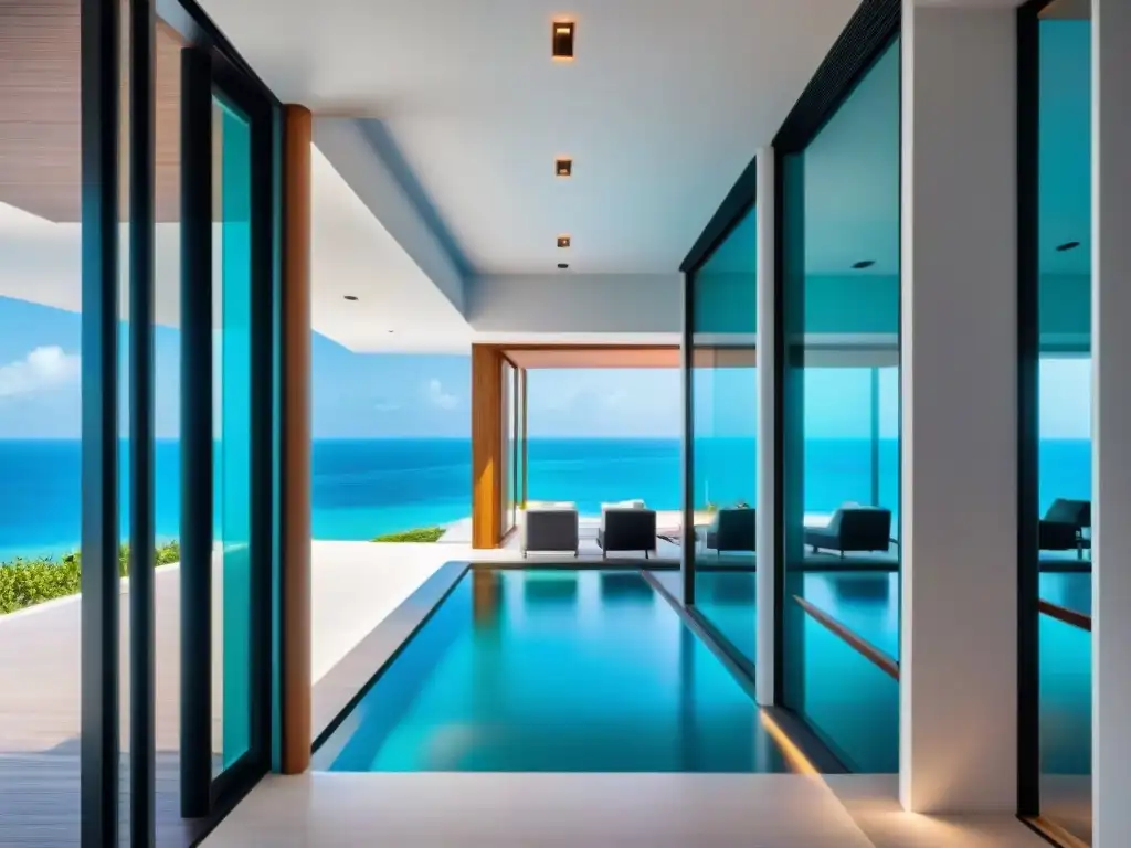 Sistema de seguridad de alta tecnología en propiedad de lujo frente al mar Instalación moderna de sistema de seguridad en propiedad de lujo en la costa, fusionando tecnología futurista y elegante decoración
