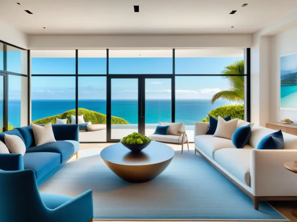 Transformación lujosa de interior costero con muebles de diseñador Muebles de diseñador para propiedades costeras en ambiente moderno y sereno junto al mar