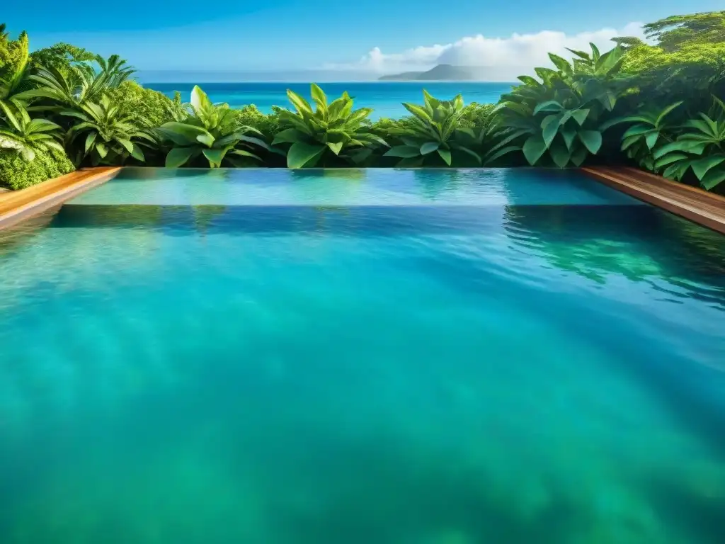Piscina terapéutica de agua salada: relajación y bienestar Un oasis de serenidad: piscina de terapia de agua salada con sales marinas y plantas tropicales
