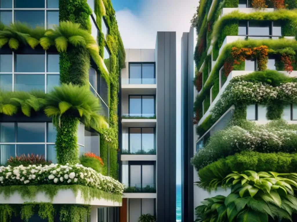Jardines verticales: naturaleza en arquitectura costera Un oasis vibrante en la costa: jardines verticales en casa contemporánea se fusionan con la arquitectura