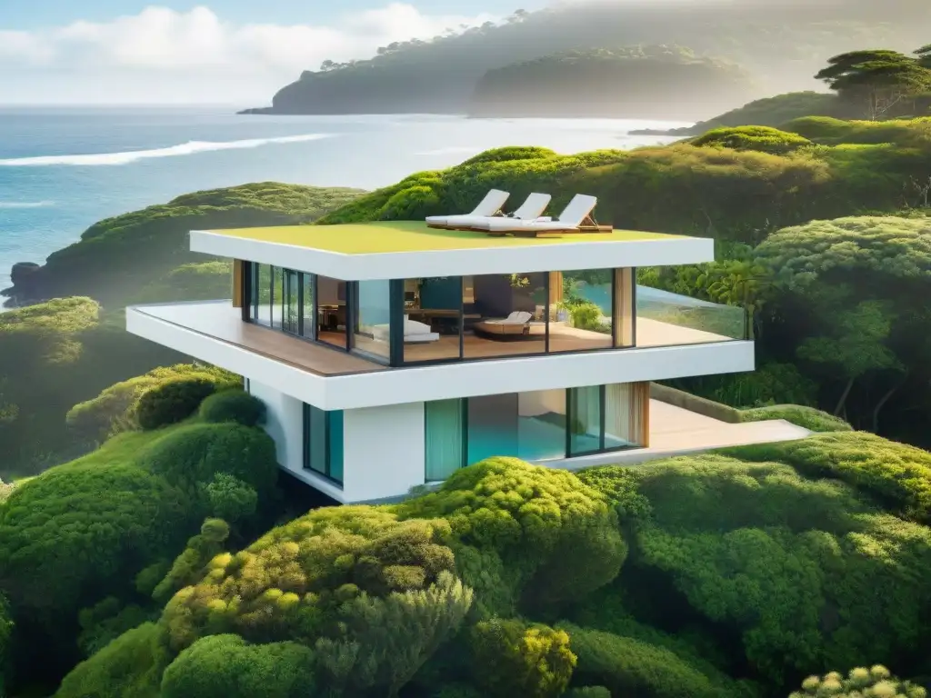 Propiedad costera moderna: diseño innovador en armonía con la naturaleza Una obra de arte moderno: propiedades costeras arte moderno con diseño innovador y vistas al mar