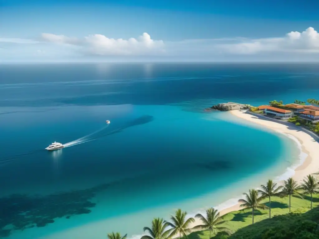 Préstamos para Construcción Costera: Experto Banco con Vista al Mar Oficina financiera costera con vista al mar, arquitectura moderna, palmeras y letrero 'Consejos préstamos construcción costera'